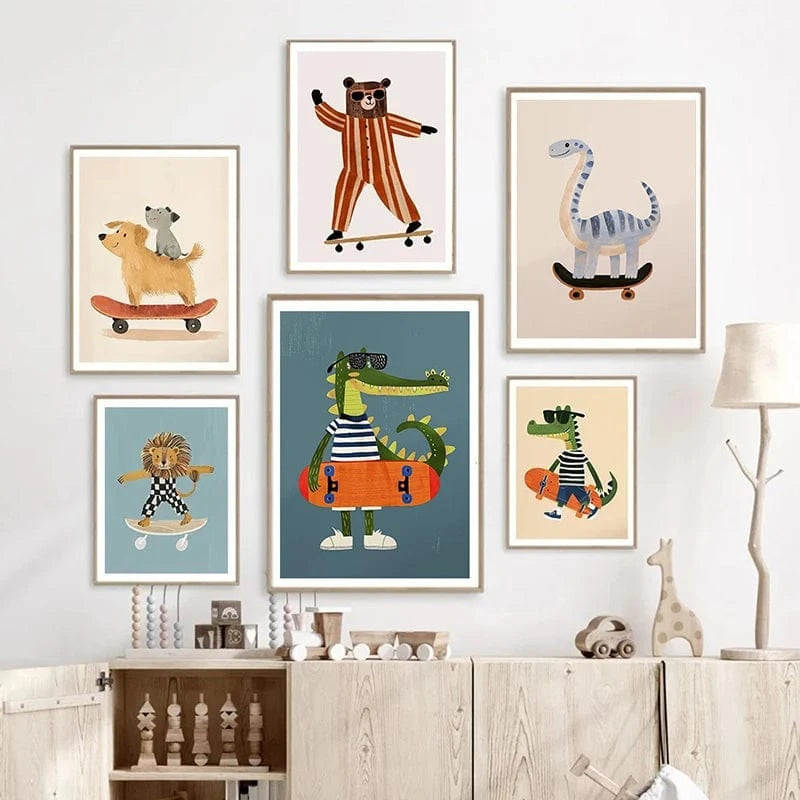 Affiches murales animaux drôles – Lapin, chien, chat, lion, crocodile PawLuxe™
