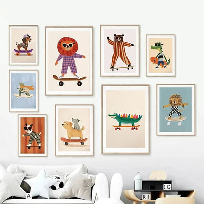 Affiches murales animaux drôles – Lapin, chien, chat, lion, crocodile PawLuxe™