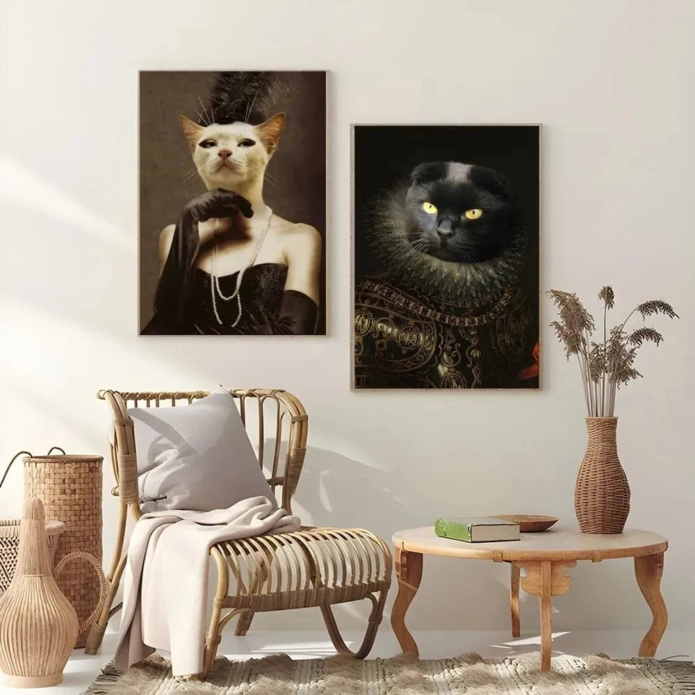 Affiche drôle chat Royal Renaissance – Art mural déco maison salon