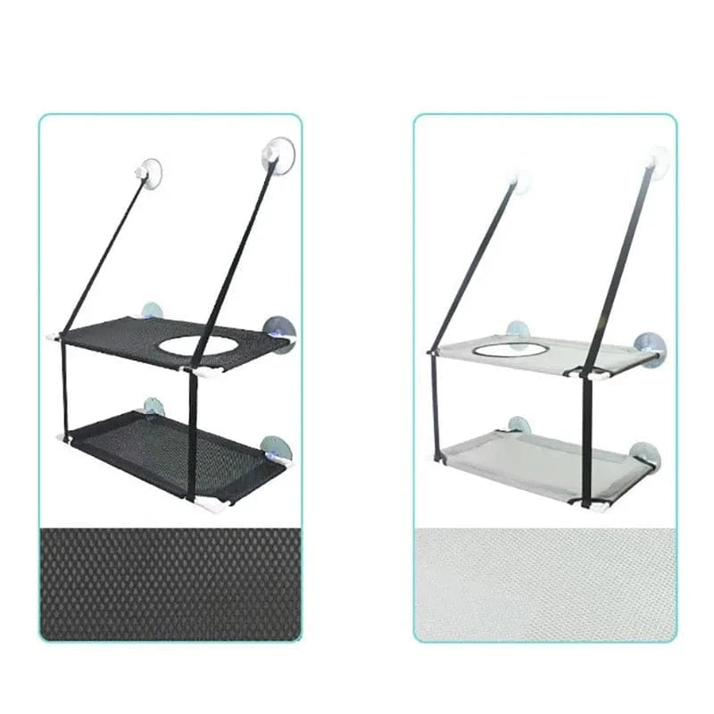 Hamac de fenêtre pour chat – Lit suspendu 2 étages avec ventouses