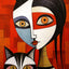 Affiche de chat en Patchwork, motif géométrique abstrait