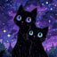 Peinture artistique ciel et chat noir – Décoration maison salon bar PawLuxe™