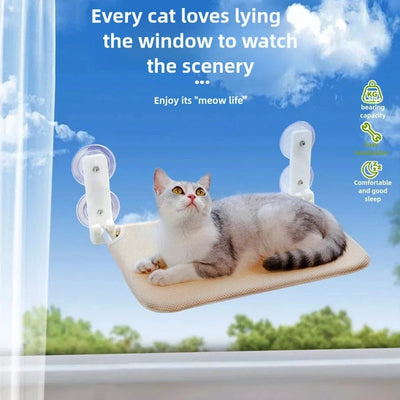 Hamac pliant pour chat – Plateforme fenêtre murale avec double ventouse