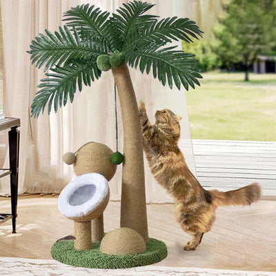 Arbre à chat palmier 82 cm – Poteau à gratter, jouets & nid douillet
