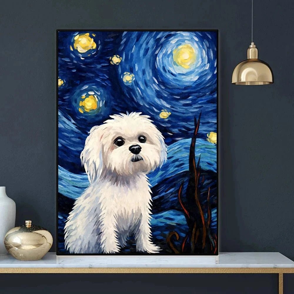 Affiche animaux mignons nuit étoilée – Art mural abstrait déco salon PawLuxe™ - One PETS - TOP