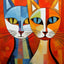 Affiche de chat en Patchwork, motif géométrique abstrait - One PETS - TOP