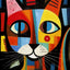 Affiche de chat en Patchwork, motif géométrique abstrait - One PETS - TOP