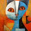 Affiche de chat en Patchwork, motif géométrique abstrait - One PETS - TOP