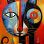 Affiche de chat en Patchwork, motif géométrique abstrait - One PETS - TOP