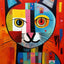 Affiche de chat en Patchwork, motif géométrique abstrait - One PETS - TOP