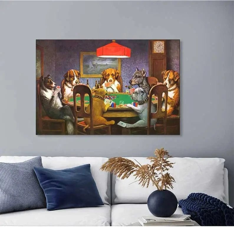 Affiche drôle chiens jouant au poker – Art mural carlin casino déco - One PETS - TOP