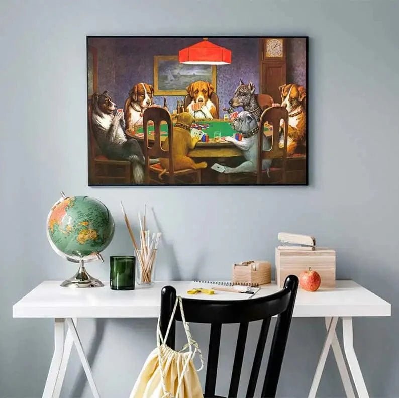 Affiche drôle chiens jouant au poker – Art mural carlin casino déco - One PETS - TOP