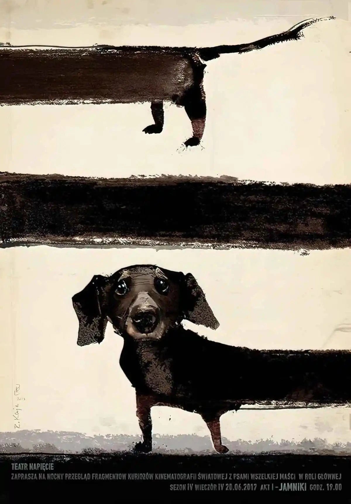 Affiche teckel Ryszard Kaja Horn – Art mural polonais déco salon - One PETS - TOP