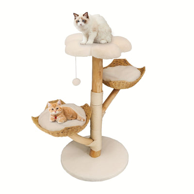 Arbre à chat 110 cm – Tour multi - niveaux, hamac & perchoirs stables - One PETS - TOP