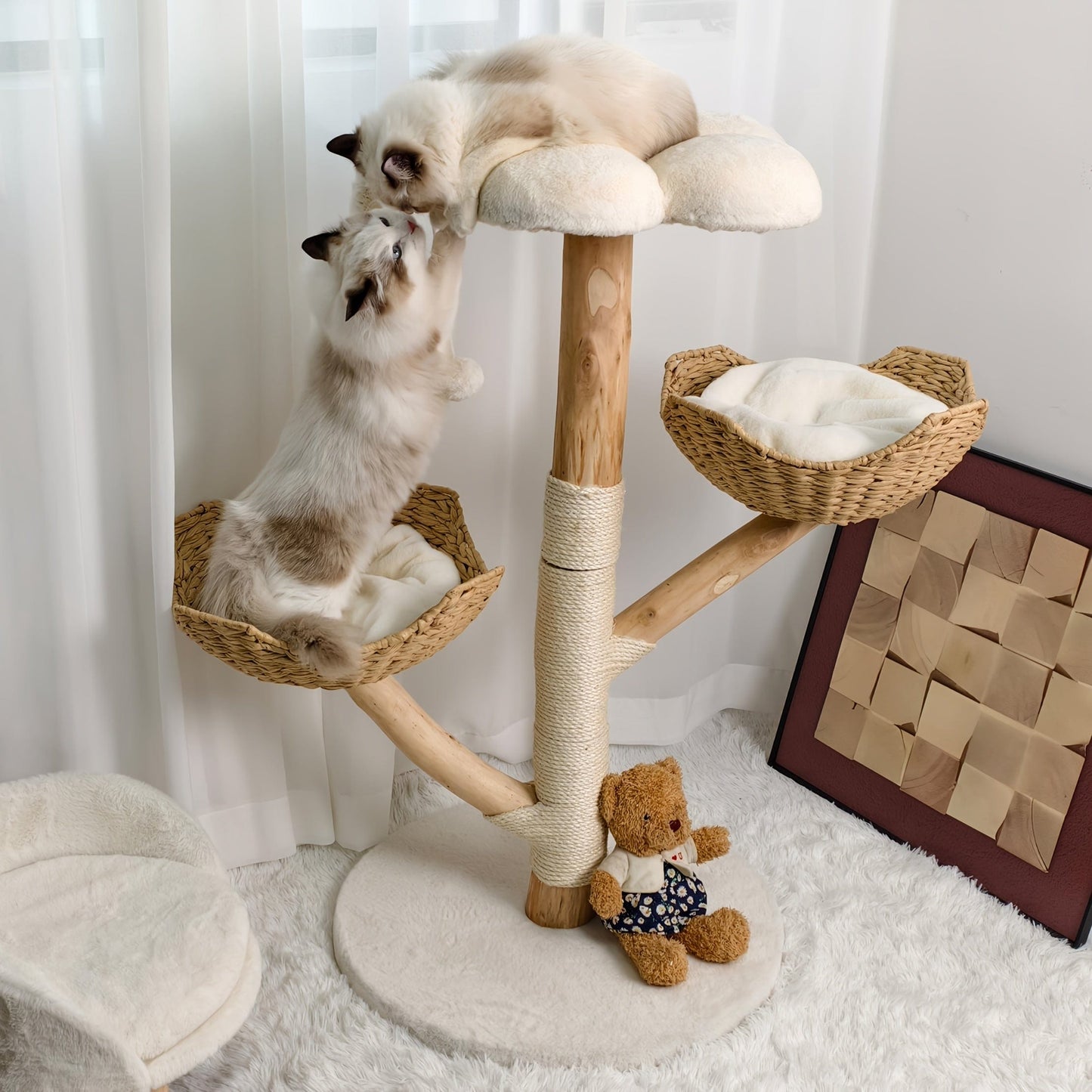 Arbre à chat 110 cm – Tour multi - niveaux, hamac & perchoirs stables - One PETS - TOP