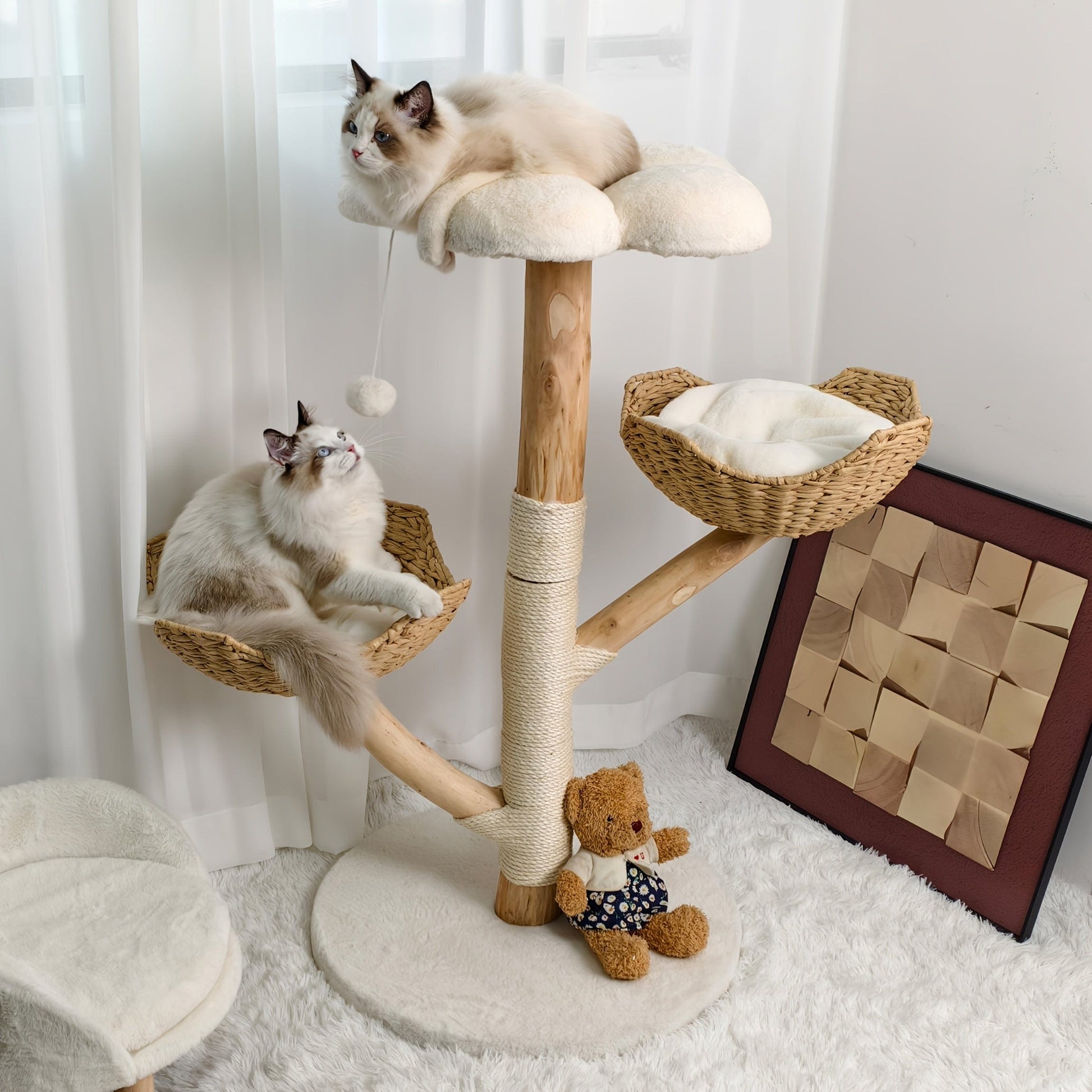 Arbre à chat 110 cm – Tour multi - niveaux, hamac & perchoirs stables - One PETS - TOP