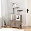 Arbre à chat 2-en-1 150 cm – Poteaux griffoirs & meuble cache-litière Gris One PETS-TOP