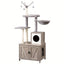 Arbre à chat 2-en-1 150 cm – Poteaux griffoirs & meuble cache-litière Gris One PETS-TOP