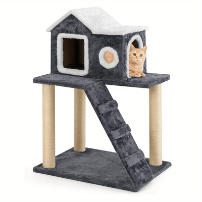 Arbre à chat 88 cm – Tour avec niche, griffoirs sisal & échelle - One PETS - TOP