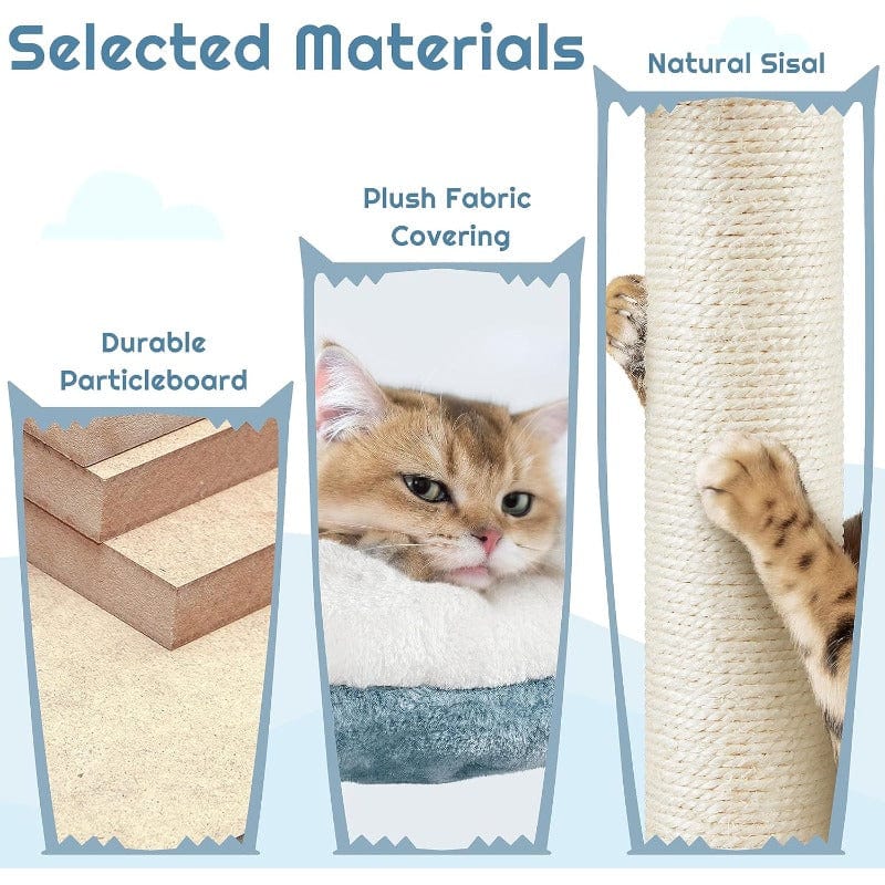 Arbre à chat marin 155 cm – Niche requin, hamac & poteaux sisal - One PETS - TOP