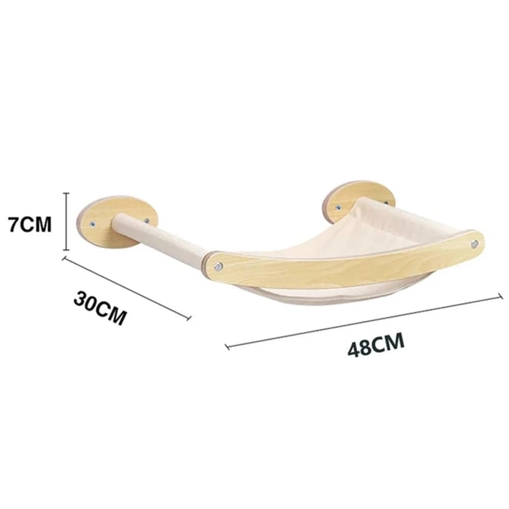 Arbre à chat mural – Étageres bois, griffoirs, hamac et perchoirs solides - One PETS - TOP