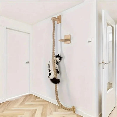 Arbre à chat mural – Étageres bois, griffoirs, hamac et perchoirs solides One PETS-TOP