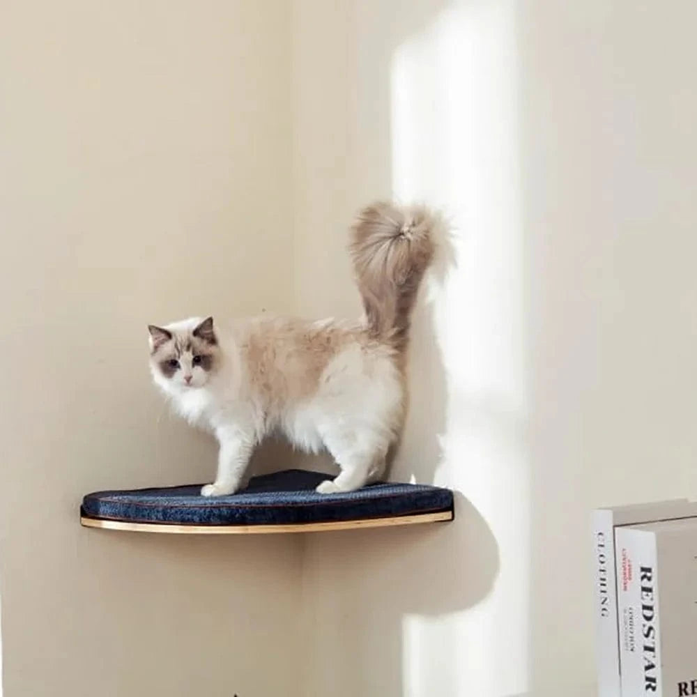 Arbre à chat mural – Étageres bois, griffoirs, hamac et perchoirs solides One PETS-TOP