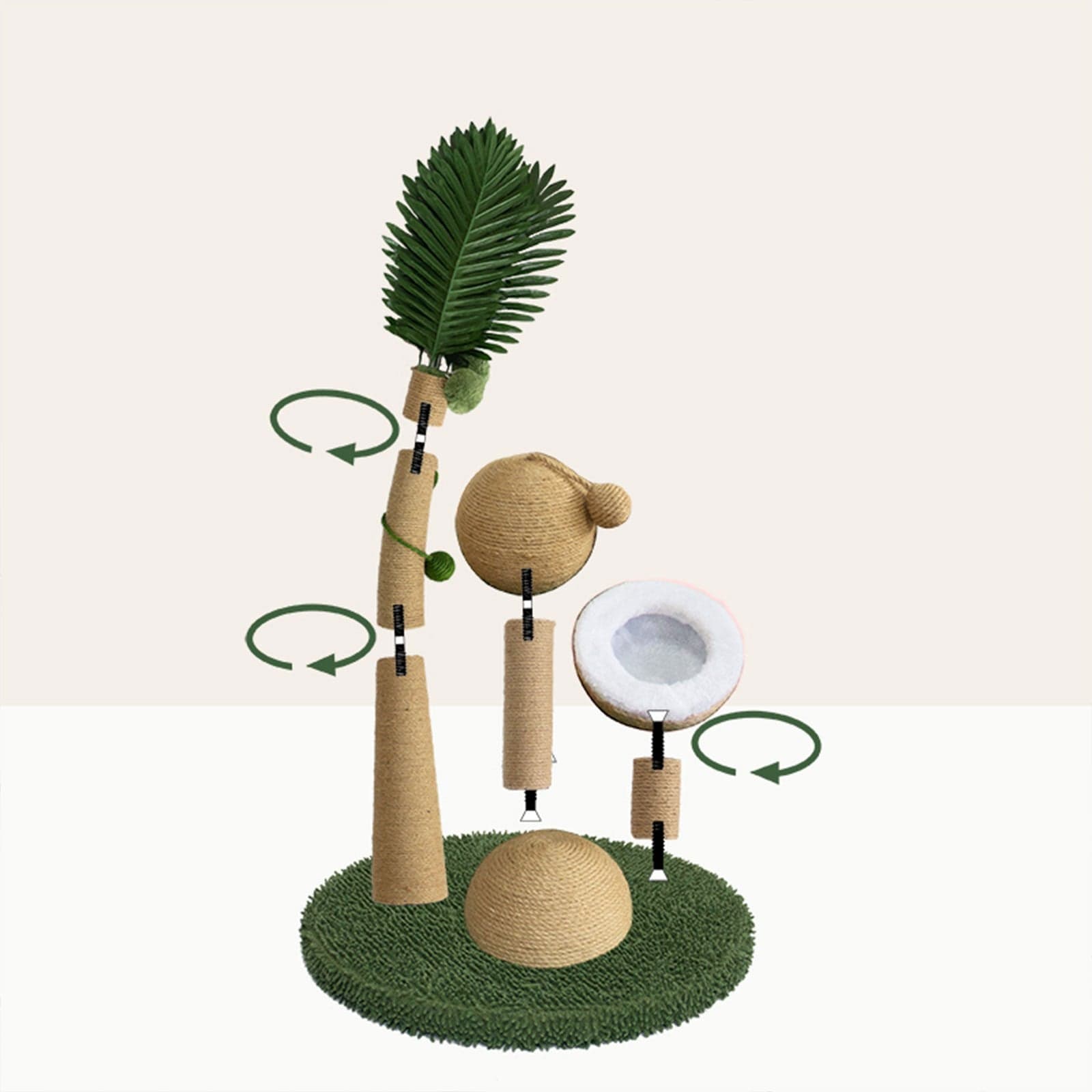 Arbre à chat palmier 82 cm – Poteau à gratter, jouets & nid douillet - One PETS - TOP