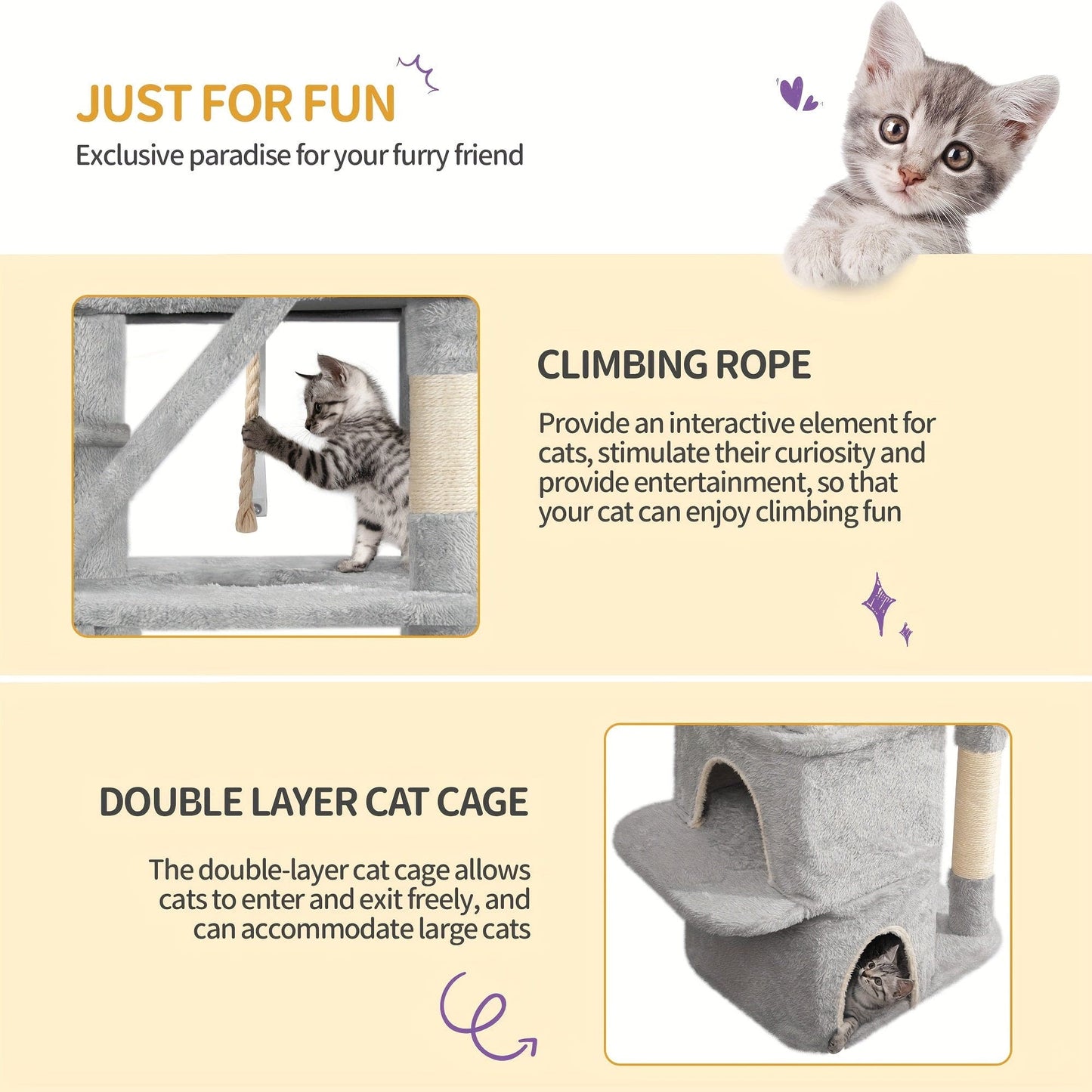 Arbre à chat XXL 185 cm – Multi - niveaux, 3 niches, hamacs & griffoirs - One PETS - TOP