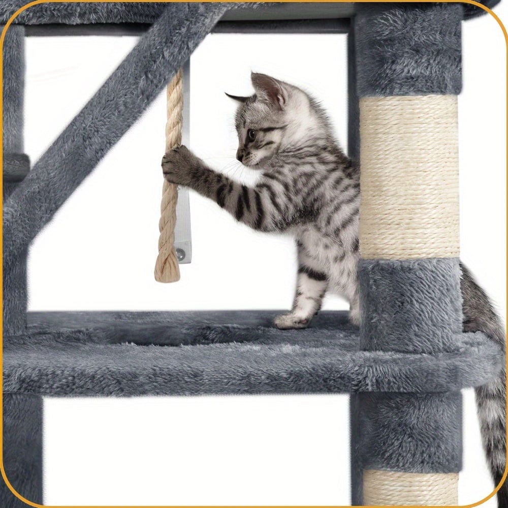 Arbre à chat XXL 185 cm – Multi-niveaux, 3 niches, hamacs & griffoirs One PETS-TOP