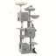 Arbre à chat XXL 193 cm – Multi-niveaux, 3 niches, hamac & griffoirs Gris Clair One PETS-TOP