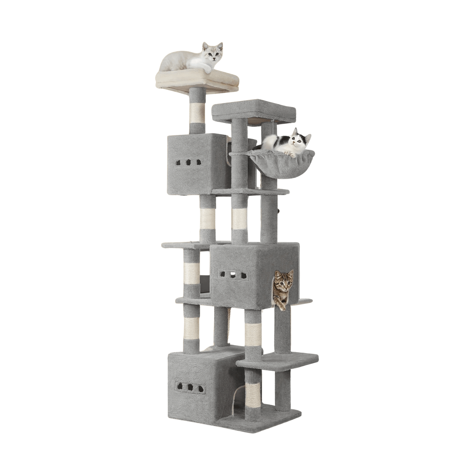 Arbre à chat XXL 193 cm – Tour géante 7 niveaux avec niches & griffoirs - One PETS - TOP
