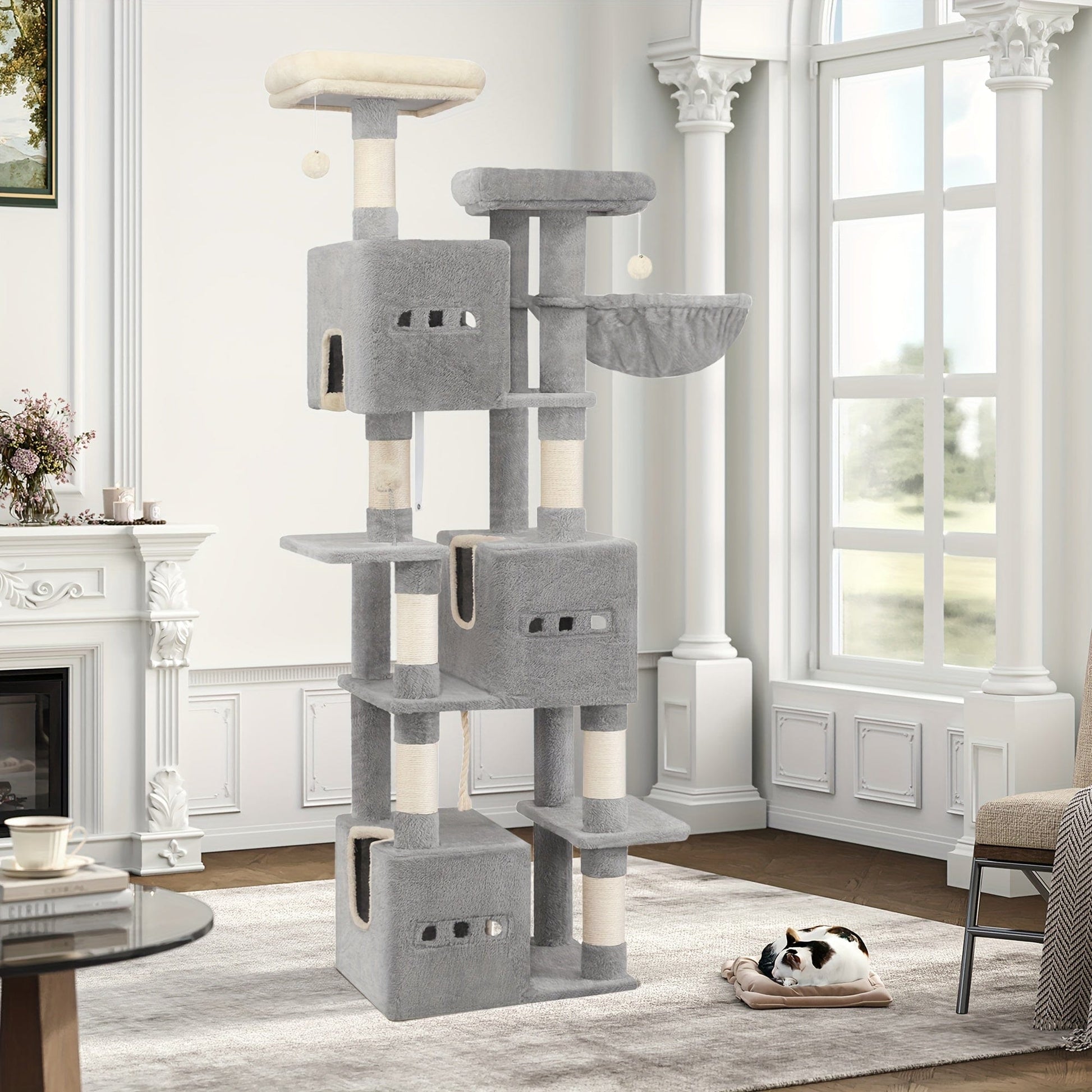 Arbre à chat XXL 193 cm – Tour géante 7 niveaux avec niches & griffoirs One PETS-TOP