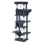 Arbre à chat XXL 210 cm – Tour multi-niveaux, 2 niches, hamac & griffoirs Gris Foncé One PETS-TOP