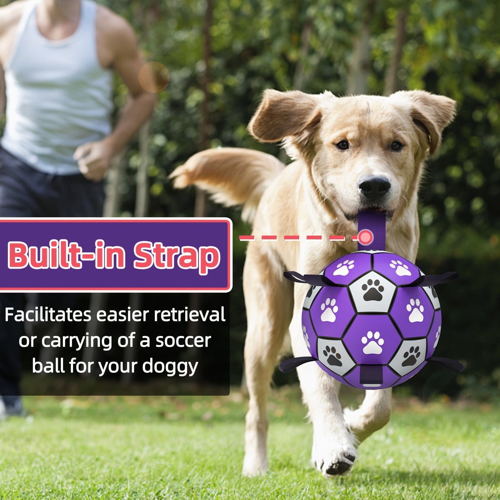 Ballon de foot pour chien résistant – Jouet interactif avec sangles - One PETS - TOP