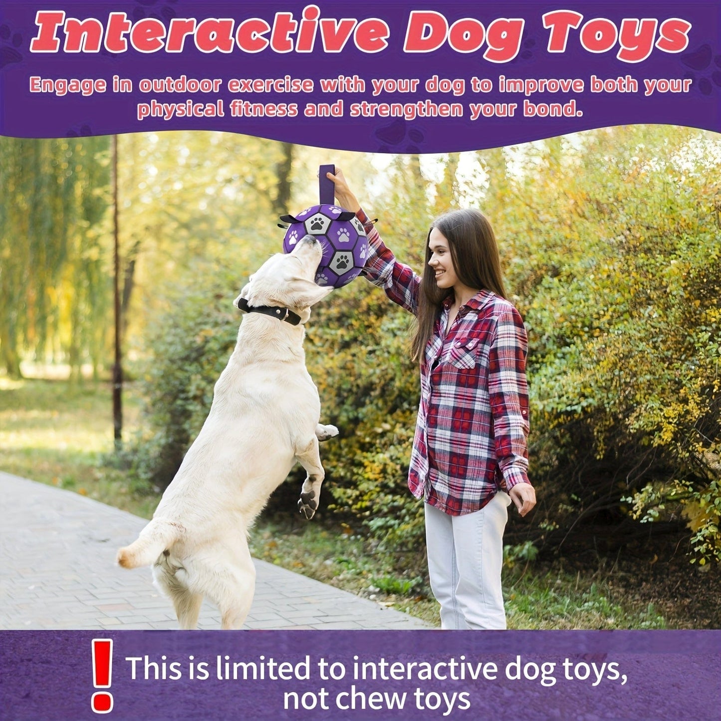 Ballon de foot pour chien résistant – Jouet interactif avec sangles - One PETS - TOP