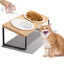 Bol surélevé incliné 15° pour chat & chien – Support bambou + bol céramique - One PETS - TOP