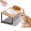 Bol surélevé incliné 15° pour chat & chien – Support bambou + bol céramique Bois Naturel One PETS-TOP