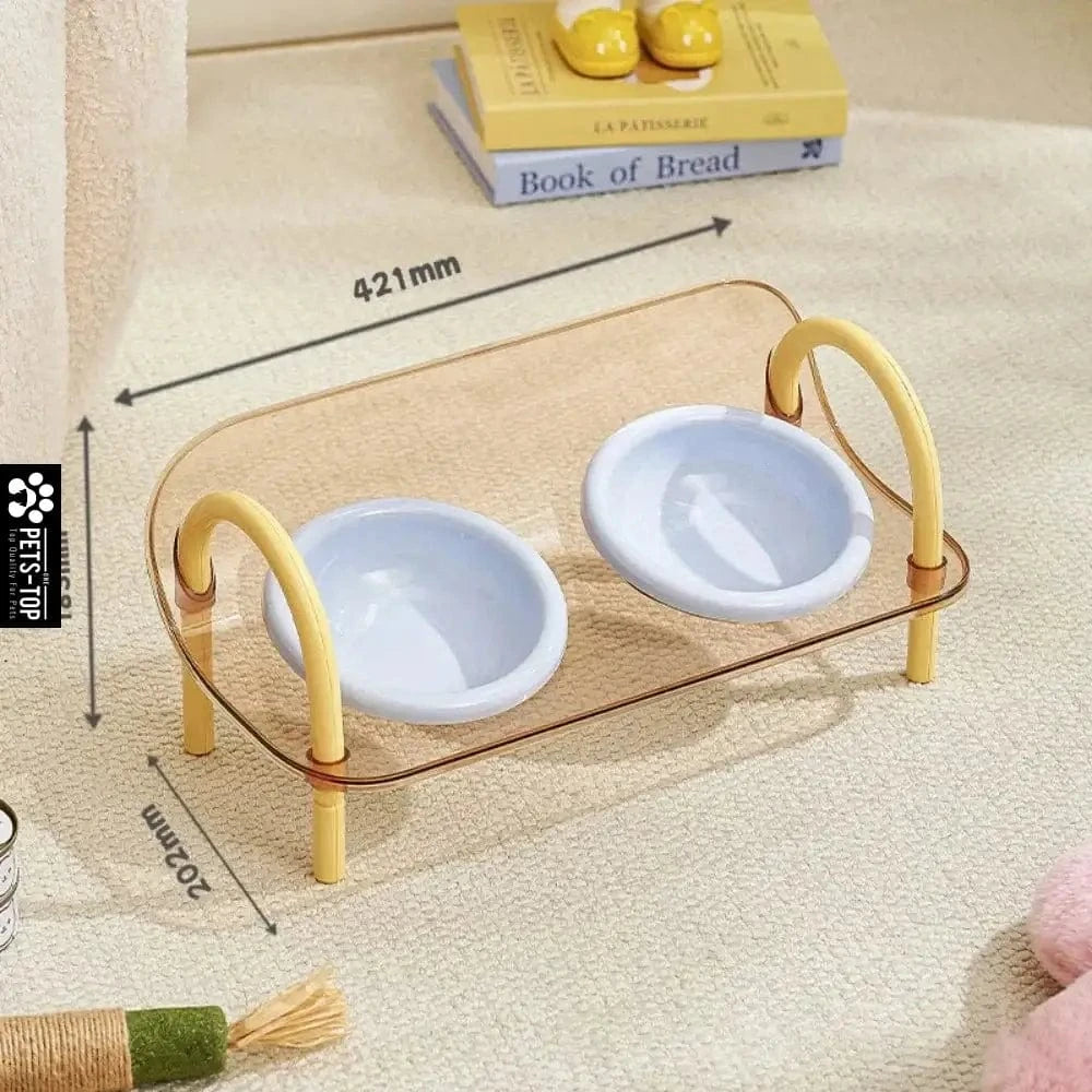 Bols doubles surélevés réglables – Gamelles ergonomiques pour chats & chiens Marron Clair One PETS-TOP