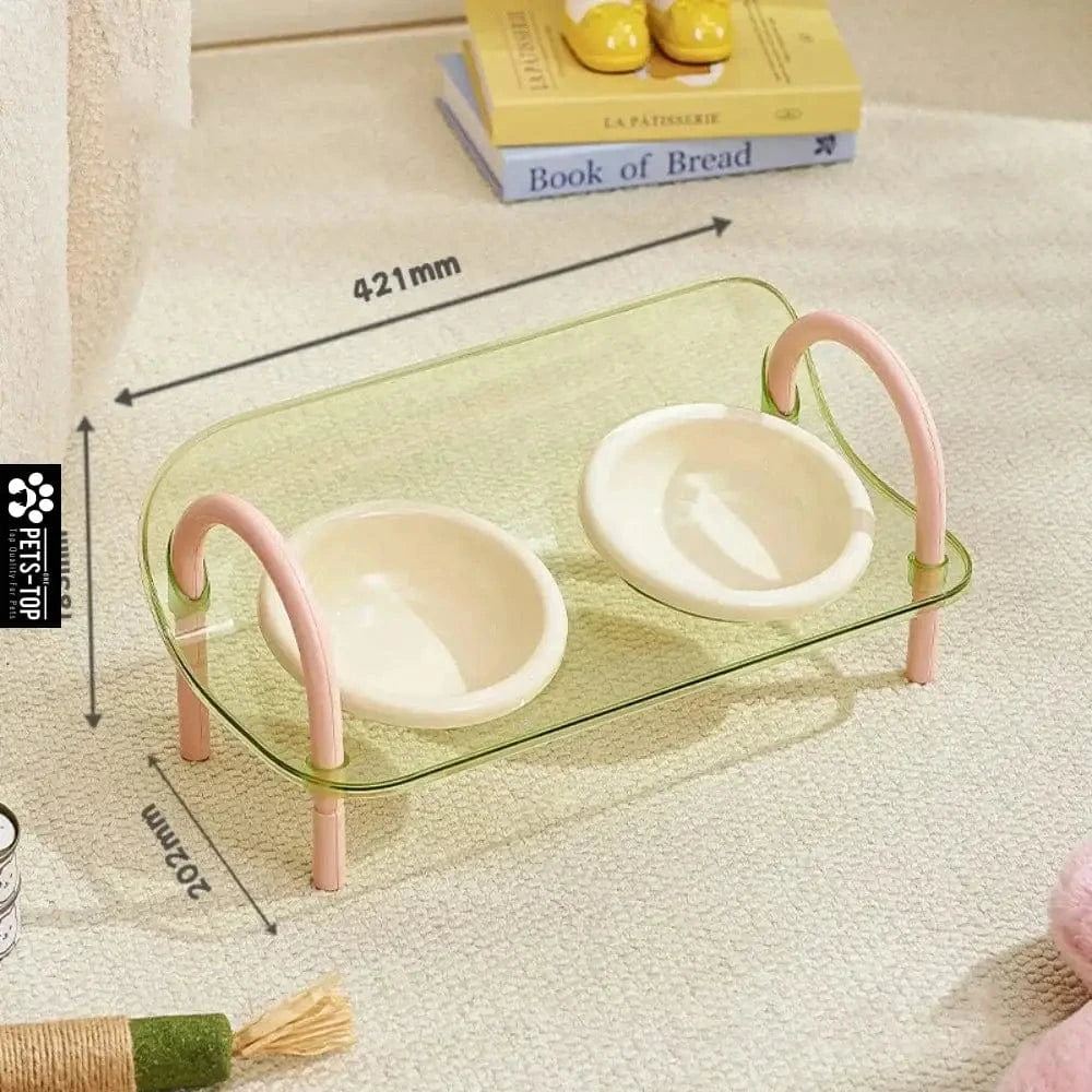 Bols doubles surélevés réglables – Gamelles ergonomiques pour chats & chiens Vert One PETS-TOP