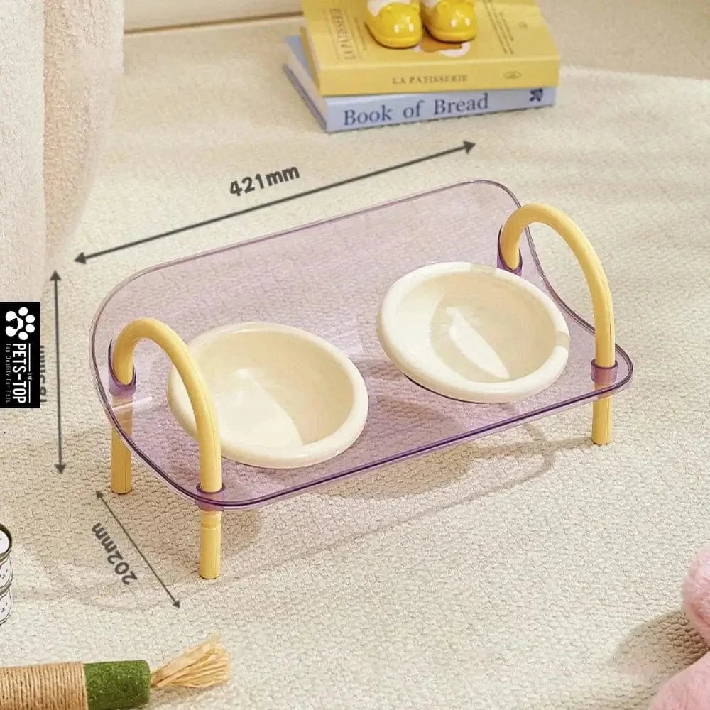 Bols doubles surélevés réglables – Gamelles ergonomiques pour chats & chiens Mauve One PETS-TOP