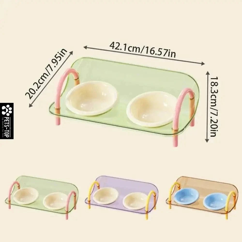 Bols doubles surélevés réglables – Gamelles ergonomiques pour chats & chiens One PETS-TOP