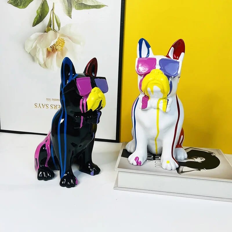 Bouledogue Éclatant En Résine : Art Canin Coloré 🐶🌈 - One PETS - TOP