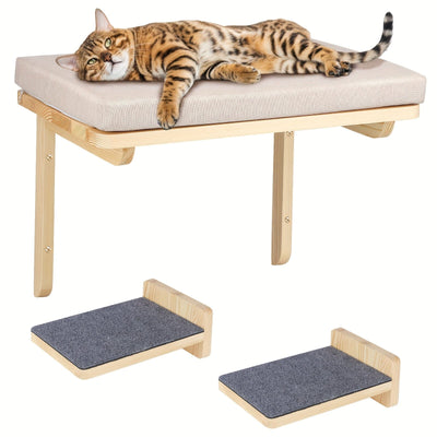 Cadre mural d’escalade pour chats – Lit, hamac & plateforme en bois Gris / 40x30x25cm One PETS-TOP