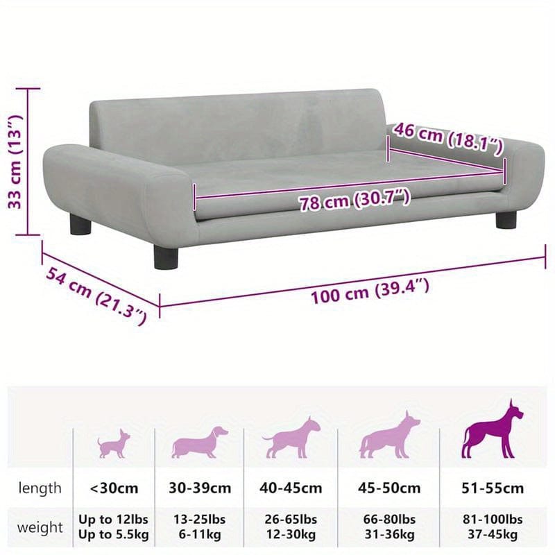Canapé - lit pour chien en velours gris – Sofa design et confortable - One PETS - TOP