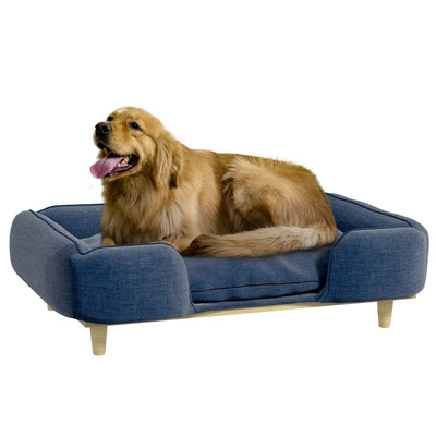 Canapé premium pour grand chien – Lit surélevé, coussin lavable, 30 kg Bleu One PETS-TOP