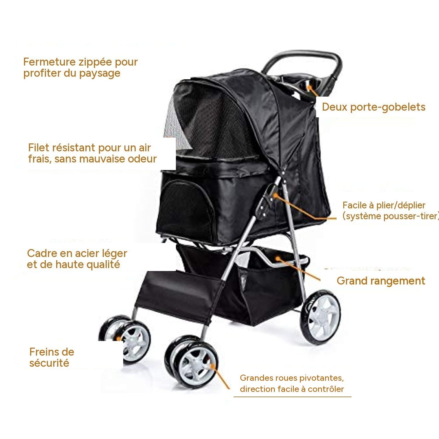 Chariot de luxe pour animaux de compagnie