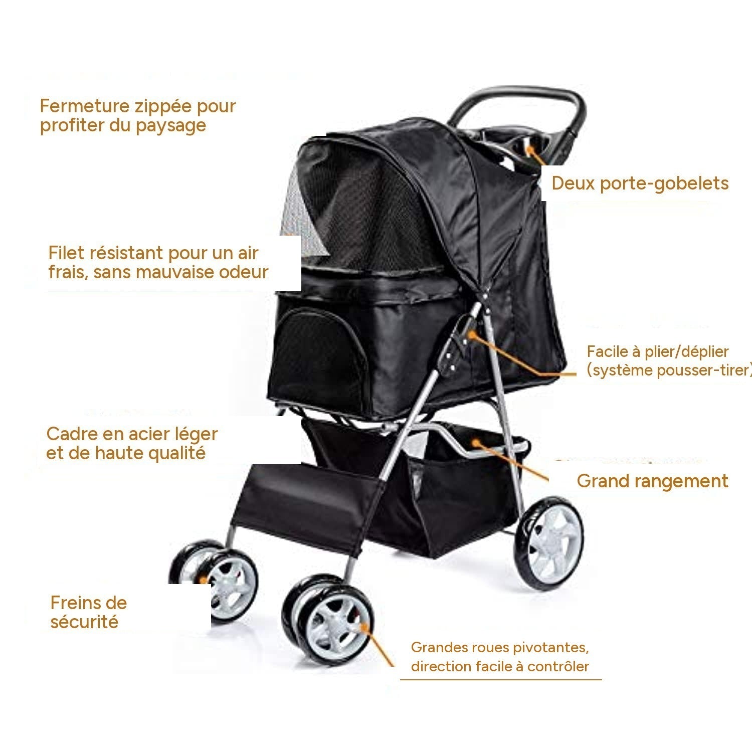 Chariot de luxe pour animaux de compagnie