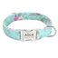 Collier Chien Chat Personnalisable Gravé Fleurs Bleues / L One PETS-TOP