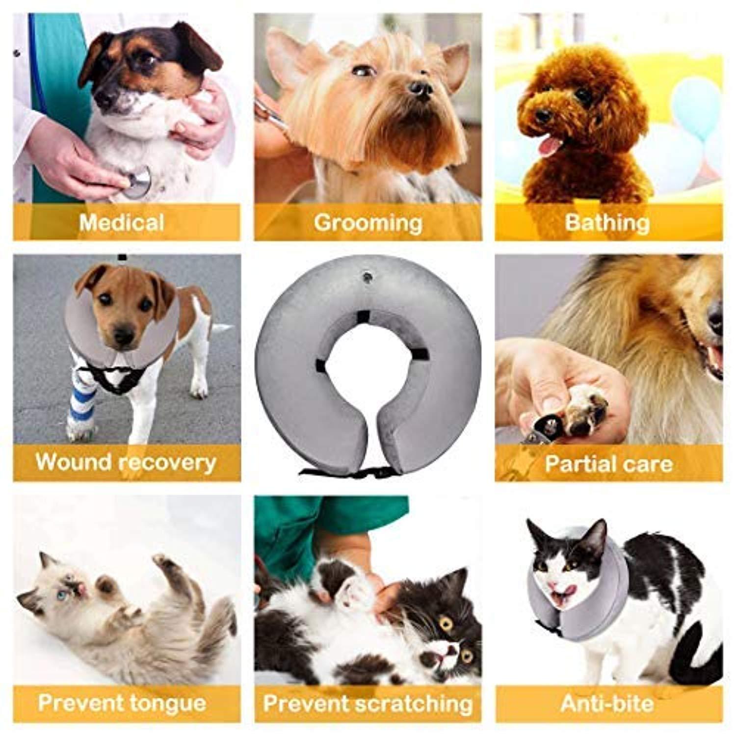 Collier De Protection Gonflable Pour Chiens De Petite Et Moyenne Taille Et Pour Chats, Empêche Les Animaux De Toucher Leurs Points De Suture M One PETS-TOP
